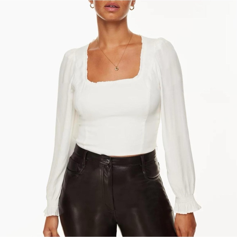 Aritzia Wilfred Breathless Blouse White Long Sleeve Top